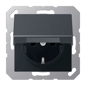 Изображение Розетка с заземлением и крышкой 16А 250В A 550 матовый антрацит A1520BFKLANM Jung
