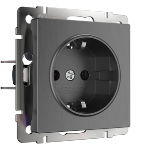 Изображение Розетка с заземлением (графит рифленый) W1171004