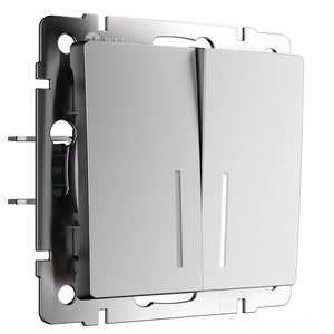 Изображение Выключатель двухклавишный проходной с подсветкой (серебряный матовый) W1122165