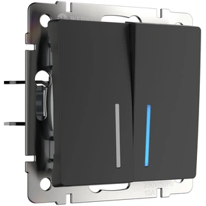 Изображение Выключатель двухклавишный с подсветкой (черный матовый) W1120108