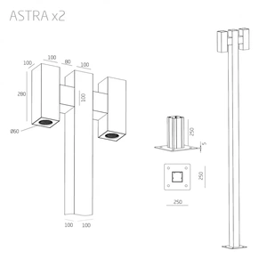 Изображение Консольный парковый светильник ASTRA x2