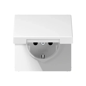 Изображение Розетка с заземлением и крышкой 16А 250В LS-design белый LS1520KLWW Jung