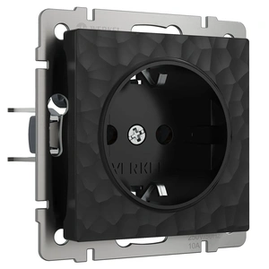 Изображение Розетка с заземлением и шторками (черный) W1271108