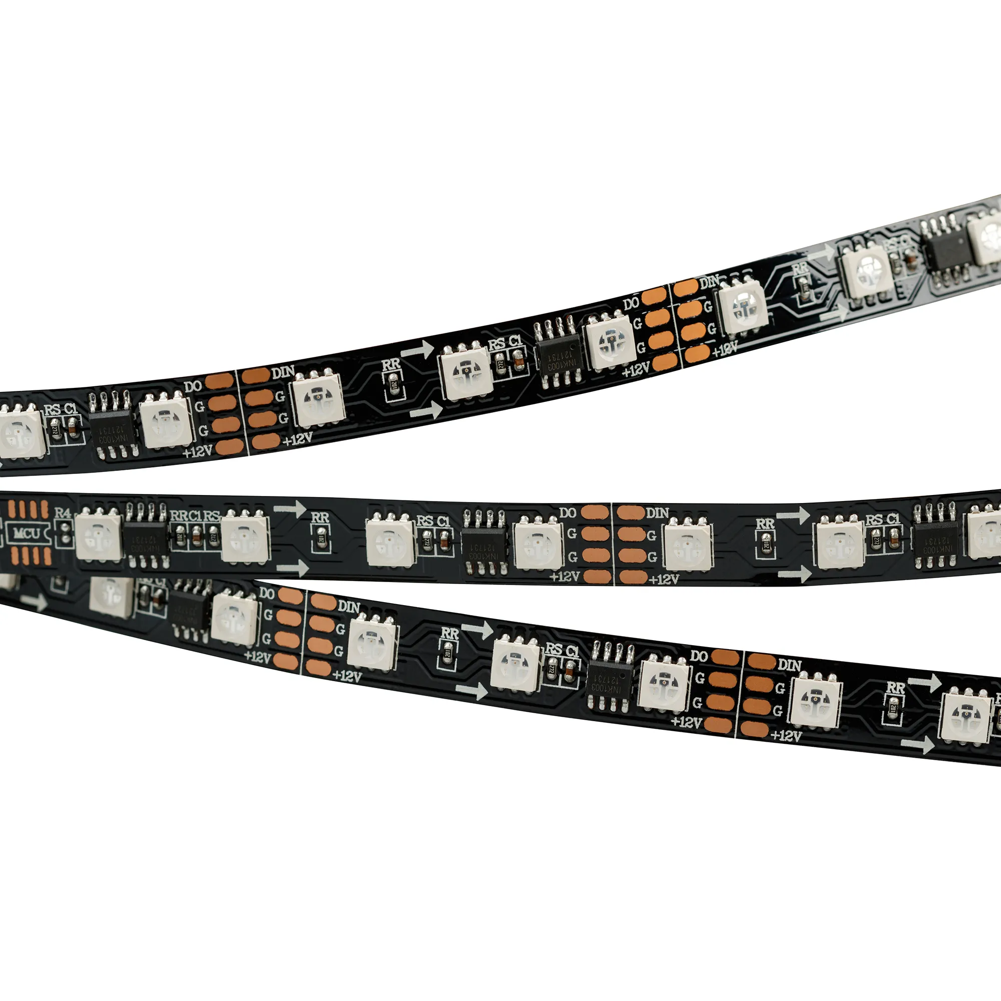 Лента светодиодная SPI-5000-5060-60 12V Cx3 RGB-Auto (Black 10mm, 13.2W/m, IP20) (Arlight, Открытый, IP20)